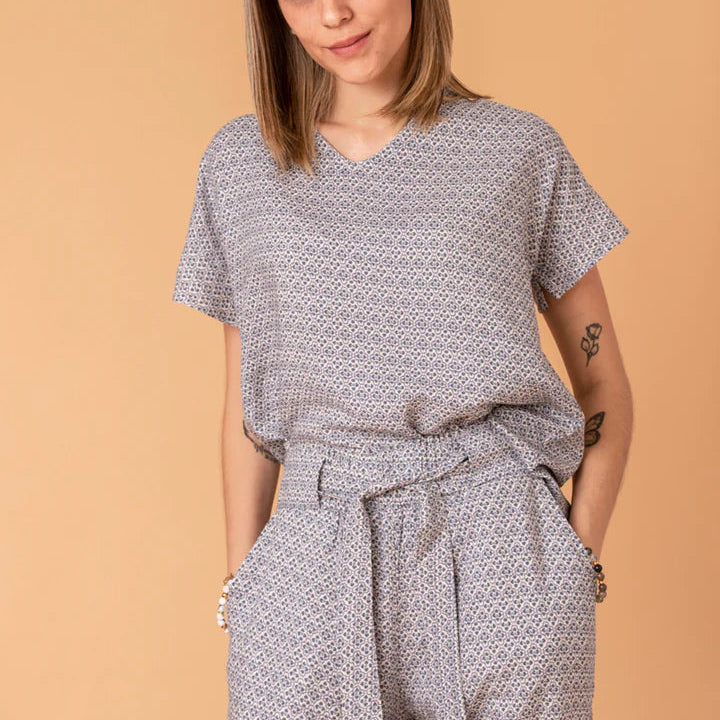 Blusa Luisa Blue Flowers