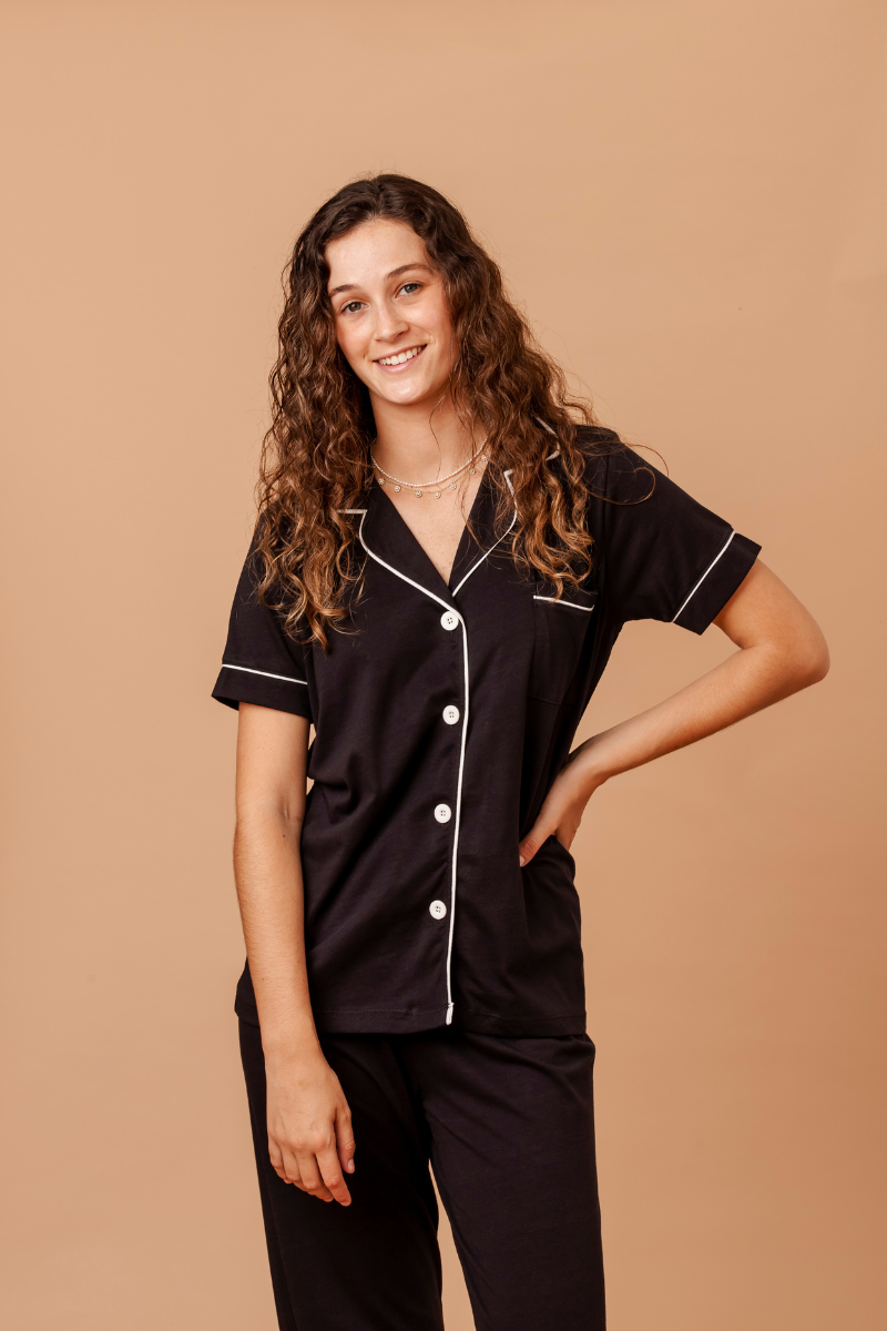 Sarah Black Classic Pajamas