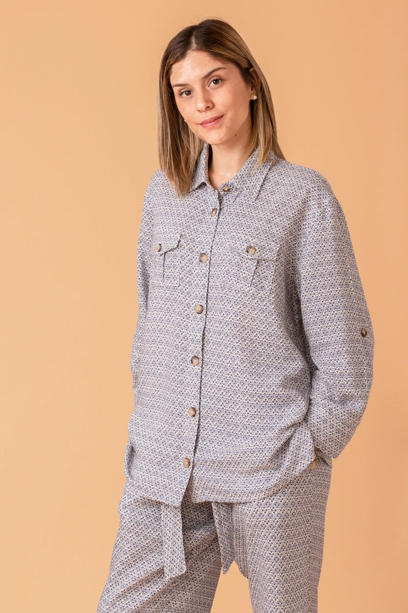 Diana Blue Flowers Shirt