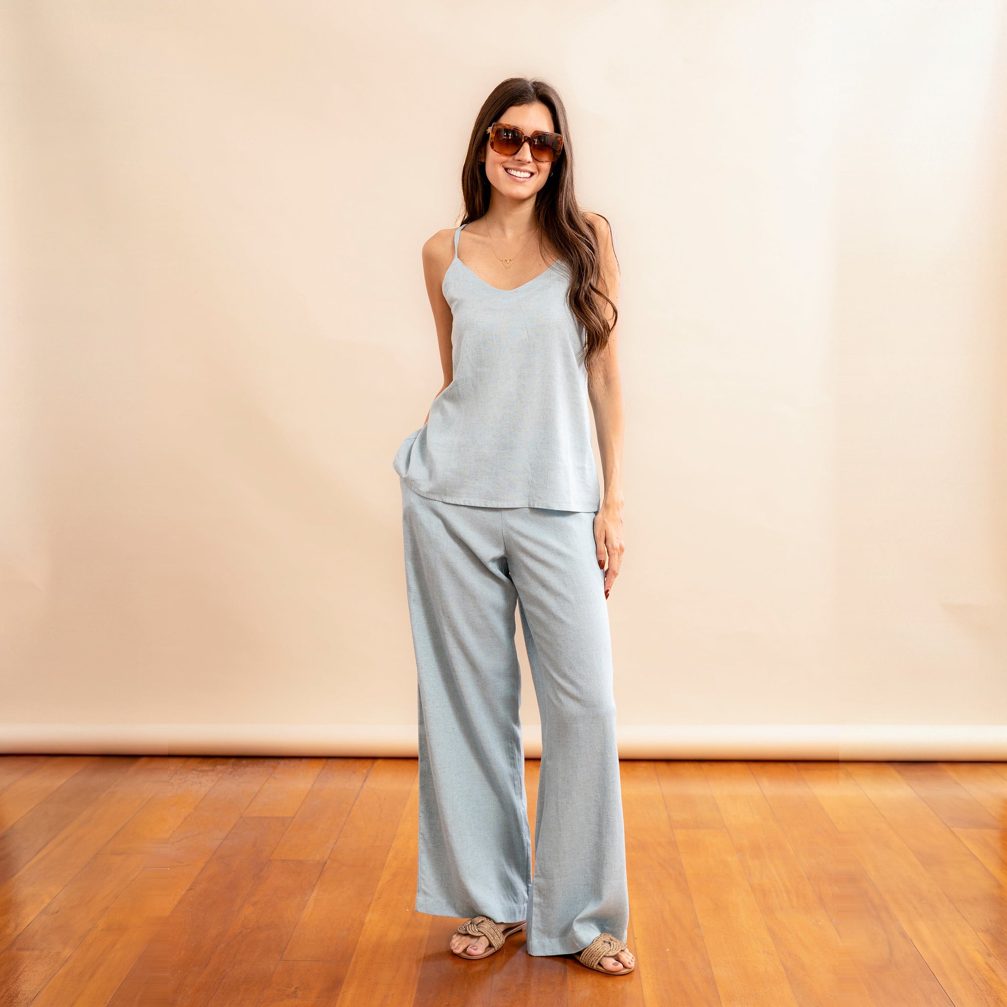 Pantalon Angela celeste