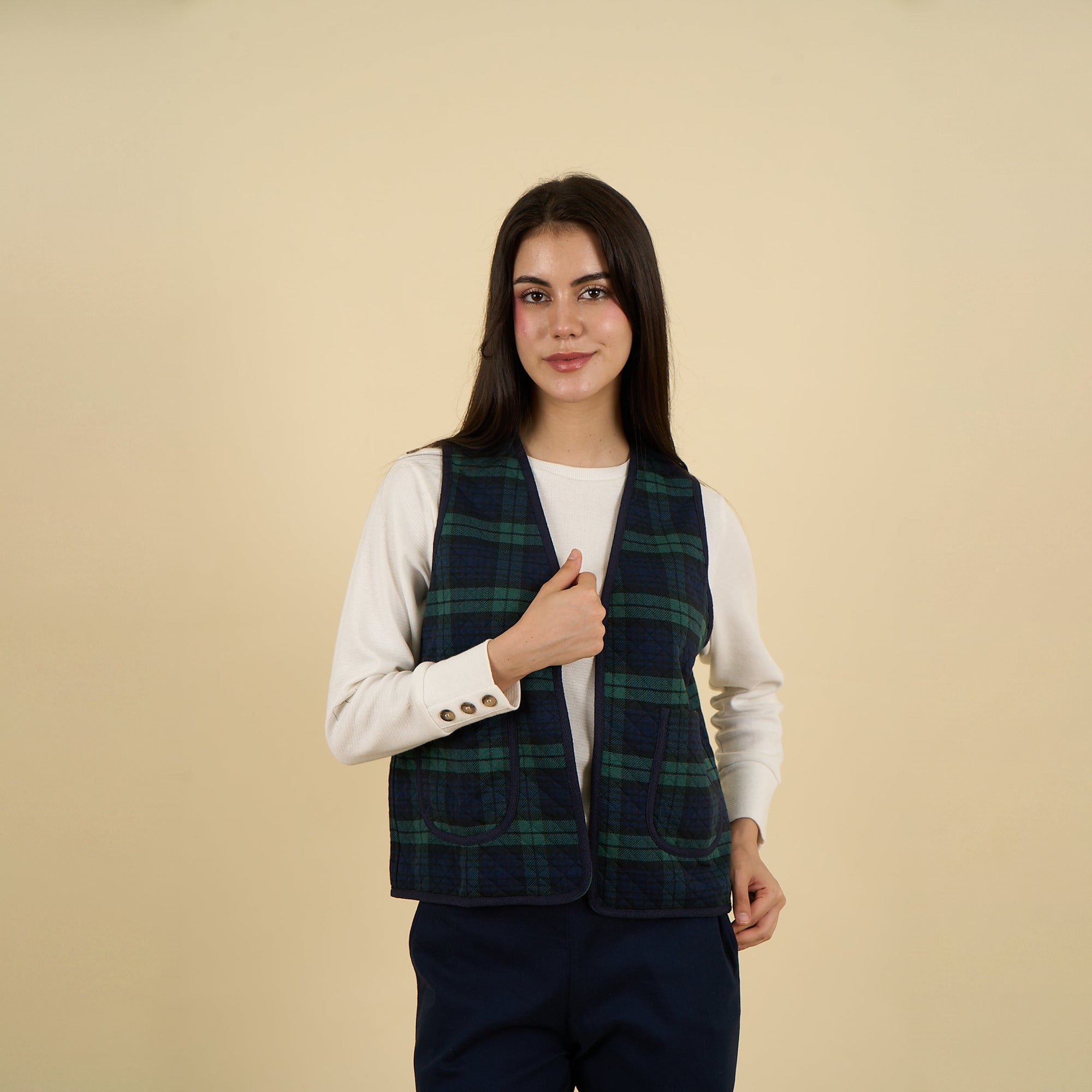 Chaleco Elisa Verde cuadros